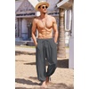 image:imageCOOFANDY Mens Cotton Linen Pants Casual Harem Pants Elastic Waist Beach Boho Yoga TrousersDark Grey
