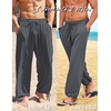 image:imageCOOFANDY Mens Cotton Linen Pants Casual Harem Pants Elastic Waist Beach Boho Yoga TrousersDark Grey
