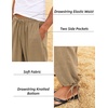 image:imageCOOFANDY Mens Cotton Linen Pants Casual Harem Pants Elastic Waist Beach Boho Yoga TrousersDark Khaki