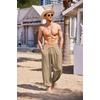 image:imageCOOFANDY Mens Cotton Linen Pants Casual Harem Pants Elastic Waist Beach Boho Yoga TrousersDark Khaki