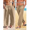 image:imageCOOFANDY Mens Cotton Linen Pants Casual Harem Pants Elastic Waist Beach Boho Yoga TrousersDark Khaki