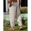image:imageCOOFANDY Mens Cotton Linen Pants Casual Harem Pants Elastic Waist Beach Boho Yoga TrousersKhaki