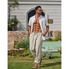 image:imageCOOFANDY Mens Cotton Linen Pants Casual Harem Pants Elastic Waist Beach Boho Yoga TrousersKhaki