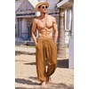 image:imageCOOFANDY Mens Cotton Linen Pants Casual Harem Pants Elastic Waist Beach Boho Yoga TrousersLight Brown