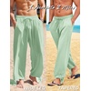 image:imageCOOFANDY Mens Cotton Linen Pants Casual Harem Pants Elastic Waist Beach Boho Yoga TrousersLight Green