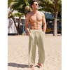 image:imageCOOFANDY Mens Cotton Linen Pants Casual Harem Pants Elastic Waist Beach Boho Yoga TrousersLight Khaki
