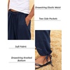 image:imageCOOFANDY Mens Cotton Linen Pants Casual Harem Pants Elastic Waist Beach Boho Yoga TrousersNavy Blue