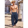 image:imageCOOFANDY Mens Cotton Linen Pants Casual Harem Pants Elastic Waist Beach Boho Yoga TrousersNavy Blue