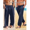 image:imageCOOFANDY Mens Cotton Linen Pants Casual Harem Pants Elastic Waist Beach Boho Yoga TrousersNavy Blue