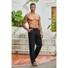 image:imageCOOFANDY Mens Cotton Linen Pants Lightweight Casual Linen Dress Pants Drawstring Summer Beach TrousersBlack