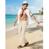 image:imageCOOFANDY Mens Cotton Linen Pants Lightweight Casual Linen Dress Pants Drawstring Summer Beach TrousersCream