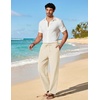 image:imageCOOFANDY Mens Cotton Linen Pants Lightweight Casual Linen Dress Pants Drawstring Summer Beach TrousersCream