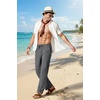 image:imageCOOFANDY Mens Cotton Linen Pants Lightweight Casual Linen Dress Pants Drawstring Summer Beach TrousersDark Grey