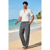 image:imageCOOFANDY Mens Cotton Linen Pants Lightweight Casual Linen Dress Pants Drawstring Summer Beach TrousersDark Grey