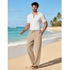 image:imageCOOFANDY Mens Cotton Linen Pants Lightweight Casual Linen Dress Pants Drawstring Summer Beach TrousersKhaki
