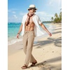 image:imageCOOFANDY Mens Cotton Linen Pants Lightweight Casual Linen Dress Pants Drawstring Summer Beach TrousersKhaki