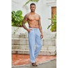 image:imageCOOFANDY Mens Cotton Linen Pants Lightweight Casual Linen Dress Pants Drawstring Summer Beach TrousersLight Blue