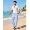 image:imageCOOFANDY Mens Cotton Linen Pants Lightweight Casual Linen Dress Pants Drawstring Summer Beach TrousersLight Blue