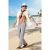 image:imageCOOFANDY Mens Cotton Linen Pants Lightweight Casual Linen Dress Pants Drawstring Summer Beach TrousersLight Grey