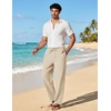 image:imageCOOFANDY Mens Cotton Linen Pants Lightweight Casual Linen Dress Pants Drawstring Summer Beach TrousersLight Khaki