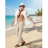 image:imageCOOFANDY Mens Cotton Linen Pants Lightweight Casual Linen Dress Pants Drawstring Summer Beach TrousersLight Khaki