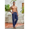 image:imageCOOFANDY Mens Cotton Linen Pants Lightweight Casual Linen Dress Pants Drawstring Summer Beach TrousersNavy Blue