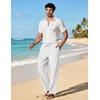 image:imageCOOFANDY Mens Cotton Linen Pants Lightweight Casual Linen Dress Pants Drawstring Summer Beach TrousersWhite