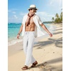 image:imageCOOFANDY Mens Cotton Linen Pants Lightweight Casual Linen Dress Pants Drawstring Summer Beach TrousersWhite