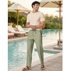image:imageCOOFANDY Mens Cotton Linen Pants Relaxed Fit Casual Drawstring Dress Pants Beach Summer Lightweight TrousersArtichoke Green