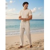 image:imageCOOFANDY Mens Cotton Linen Pants Relaxed Fit Casual Drawstring Dress Pants Beach Summer Lightweight TrousersBeige