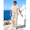 image:imageCOOFANDY Mens Cotton Linen Pants Relaxed Fit Casual Drawstring Dress Pants Beach Summer Lightweight TrousersBeige