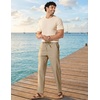 image:imageCOOFANDY Mens Cotton Linen Pants Relaxed Fit Casual Drawstring Dress Pants Beach Summer Lightweight TrousersDark Khaki