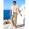 image:imageCOOFANDY Mens Cotton Linen Pants Relaxed Fit Casual Drawstring Dress Pants Beach Summer Lightweight TrousersDark Khaki