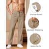 image:imageCOOFANDY Mens Cotton Linen Pants Relaxed Fit Casual Drawstring Dress Pants Beach Summer Lightweight TrousersDark Khaki