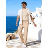 image:imageCOOFANDY Mens Cotton Linen Pants Relaxed Fit Casual Drawstring Dress Pants Beach Summer Lightweight TrousersKhaki
