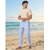 image:imageCOOFANDY Mens Cotton Linen Pants Relaxed Fit Casual Drawstring Dress Pants Beach Summer Lightweight TrousersLight Blue