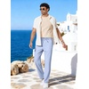 image:imageCOOFANDY Mens Cotton Linen Pants Relaxed Fit Casual Drawstring Dress Pants Beach Summer Lightweight TrousersLight Blue