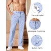 image:imageCOOFANDY Mens Cotton Linen Pants Relaxed Fit Casual Drawstring Dress Pants Beach Summer Lightweight TrousersLight Blue