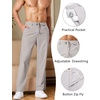 image:imageCOOFANDY Mens Cotton Linen Pants Relaxed Fit Casual Drawstring Dress Pants Beach Summer Lightweight TrousersLight Grey