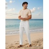 image:imageCOOFANDY Mens Cotton Linen Pants Relaxed Fit Casual Drawstring Dress Pants Beach Summer Lightweight TrousersWhite