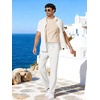 image:imageCOOFANDY Mens Cotton Linen Pants Relaxed Fit Casual Drawstring Dress Pants Beach Summer Lightweight TrousersWhite