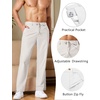 image:imageCOOFANDY Mens Cotton Linen Pants Relaxed Fit Casual Drawstring Dress Pants Beach Summer Lightweight TrousersWhite
