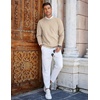 image:imageCOOFANDY Mens Crew Neck Sweaters Long Sleeve Lightweight Knit Dress Pullover SweatersKhaki