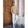 image:imageCOOFANDY Mens Crew Neck Sweaters Long Sleeve Lightweight Knit Dress Pullover SweatersLight Camel