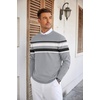 image:imageCOOFANDY Mens Crew Neck Sweaters Long Sleeve Lightweight Knit Dress Pullover SweatersStripeslight Gray