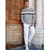 image:imageCOOFANDY Mens Crew Neck Sweaters Long Sleeve Lightweight Knit Dress Pullover SweatersStripeslight Gray
