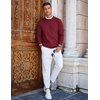 image:imageCOOFANDY Mens Crew Neck Sweaters Long Sleeve Lightweight Knit Dress Pullover SweatersWine Red