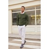 image:imageCOOFANDY Mens Crewneck Knit Sweater Slim Fit Lightweight Casual Twist Patterned Cable Knitted PulloverAarmygreen