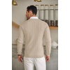 image:imageCOOFANDY Mens Crewneck Knit Sweater Slim Fit Lightweight Casual Twist Patterned Cable Knitted PulloverAbeige