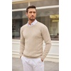 image:imageCOOFANDY Mens Crewneck Knit Sweater Slim Fit Lightweight Casual Twist Patterned Cable Knitted PulloverAbeige
